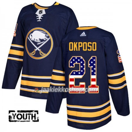 Lapsille NHL Buffalo Sabres Pelipaita Kyle Okposo 21 Adidas 2017-2018 Marine Sininen USA Flag Fashion Authentic
